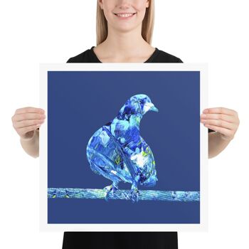 Pigeon Bird Artwork, Blue Wall Art, Poster Print - Sans cadre 3
