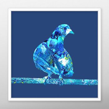 Pigeon Bird Artwork, Blue Wall Art, Poster Print - Sans cadre 5