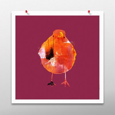 Robin Bird Art, Red Wall Art, Poster Print. Unframed