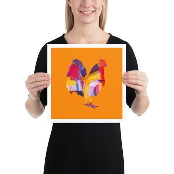 Oeuvre d'oiseau de poulet, art mural orange, impression d'affiche - sans cadre 3