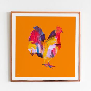 Oeuvre d'oiseau de poulet, art mural orange, impression d'affiche - sans cadre 2