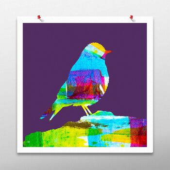 Oeuvre d'oiseau coloré, Art mural violet, impression d'affiche - Sans cadre 1