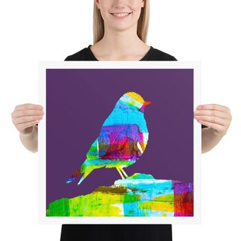 Oeuvre d'oiseau coloré, Art mural violet, impression d'affiche - Sans cadre 3