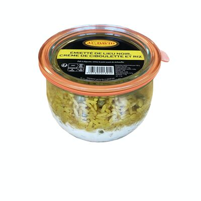 Crema di Pollock Nero sbriciolato con erba cipollina e riso - 370g