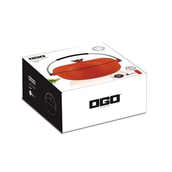 Cocotte olaf 24cm en fonte rouge avec anse en acier inoxydable 2