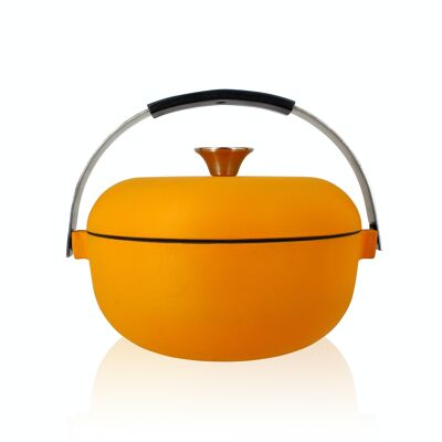 Cocotte olaf 24cm en fonte jaune avec anse en acier inoxydable