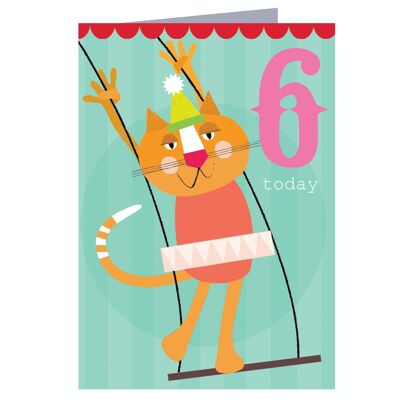 CZ12 Geburtstagskarte für den 6. Geburtstag einer Katze