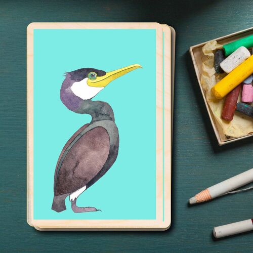 Wooden Postcard CORMORANT Bird Card