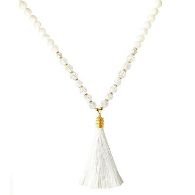 Mother of Pearl Long Boho Mala necklace