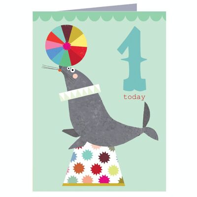 CTW01 Mini-Geburtstagskarte mit Robbenmotiv