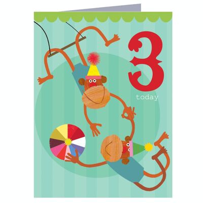 CTW03 Mini-Affen 3. Geburtstagskarte
