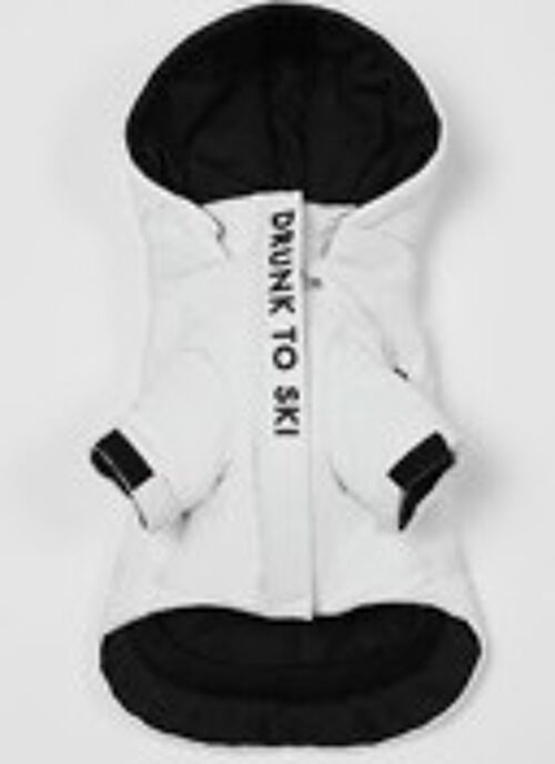 Zip Up Puffer Ski Jacket with Placket Embroidered(White)