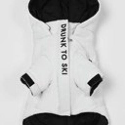 Zip Up Puffer Ski Jacket with Placket Embroidered(White)