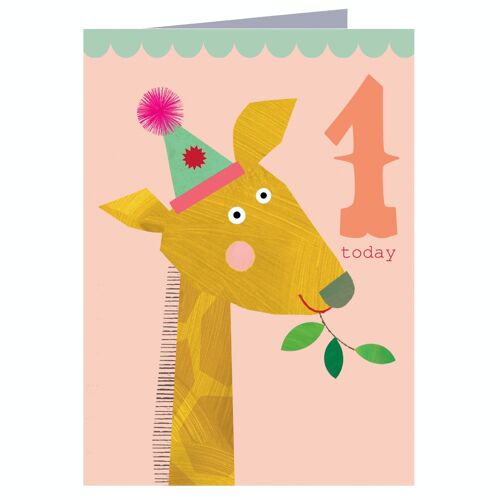 CTW07 Mini Giraffe 1st Birthday Card