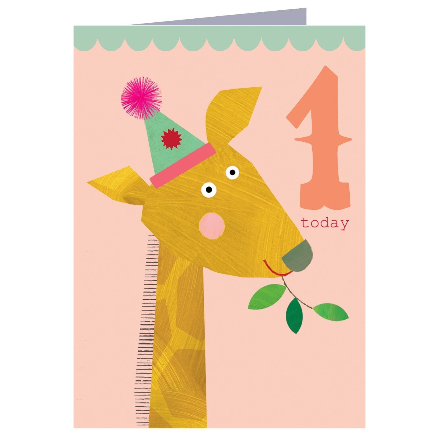 CTW07 Biglietto di auguri per il primo compleanno con mini giraffa