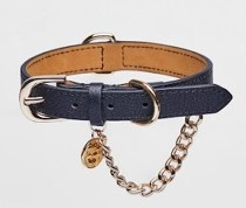 Leather Collar with Chain (Black)