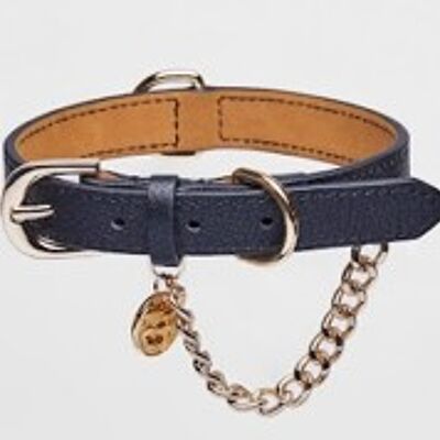 Leather Collar with Chain (Black)