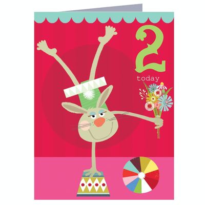 CTW08 Mini Rabbit 2nd Birthday Card