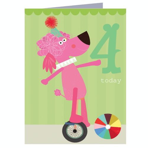 CTW10 Mini Poodle 4th Birthday Card