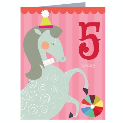 CTW11 Biglietto di auguri per il 5° compleanno con mini cavallo