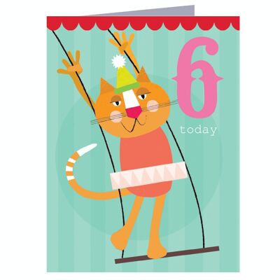 CTW12 Mini Cat 6th Birthday Card