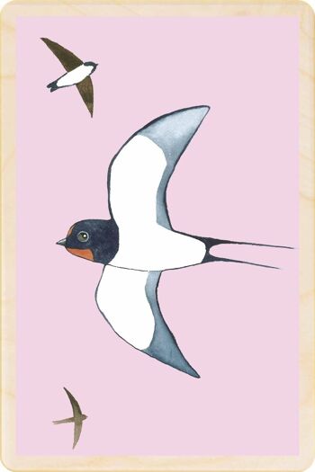 Carte postale en bois SWALLOWS Bird Card 2