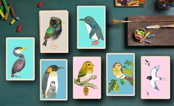 Carte postale en bois SWALLOWS Bird Card 3