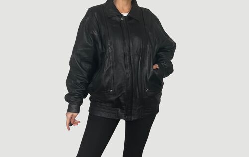 Black Leather Bomber jacket