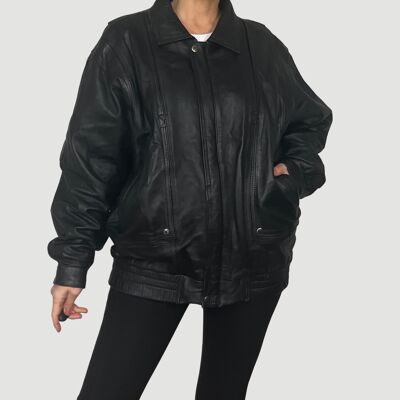 Black Leather Bomber jacket