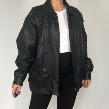 Blouson aviateur en cuir noir 4