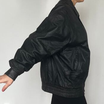 Blouson aviateur en cuir noir 5