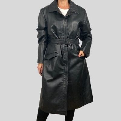 Vintage Trenchcoat aus schwarzem Leder