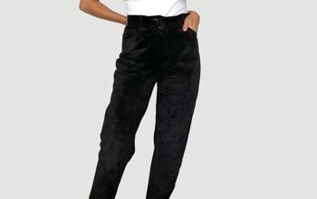 Pantalon en cuir suédé noir 3