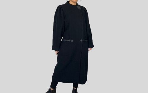 Vintage Black Wool Long Coat