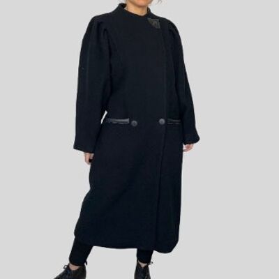 Manteau long en laine noir vintage