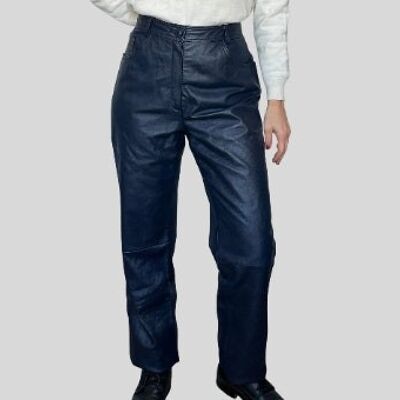 Pantalon en cuir bleu