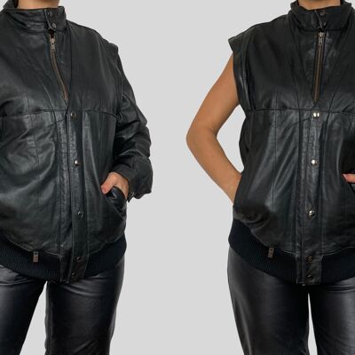 Bomber leather Vest-Jacket
