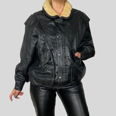 Vintage Bomber sherpa leather jacket