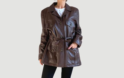 Brown leather blazer