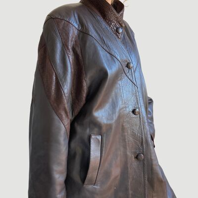 veste en cuir marron