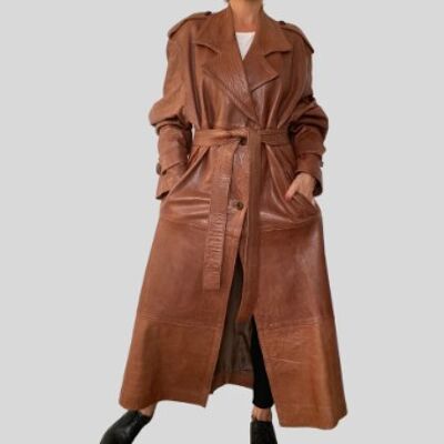 Brown leather Trench Coat