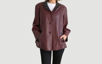 Blouson en cuir bordeaux Modèle 1. 1