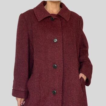Manteau long en laine bordeaux 1