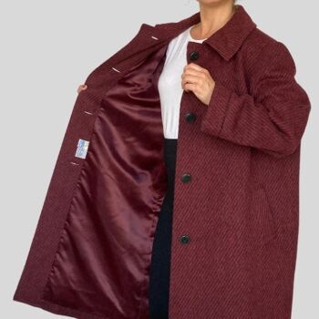 Manteau long en laine bordeaux 2