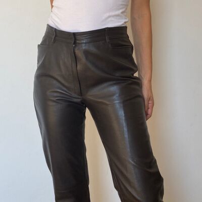 Dark Brown Leather trousers Model 1.