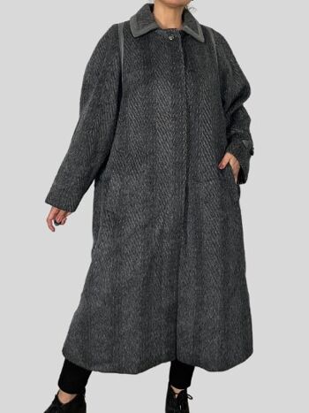Manteau en laine gris foncé vintage 3