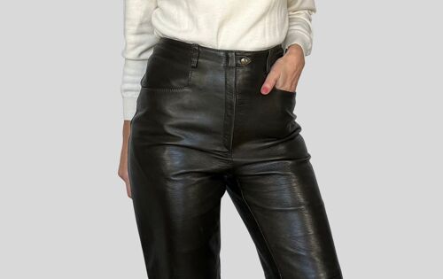 Vintage Dark Green Leather trousers