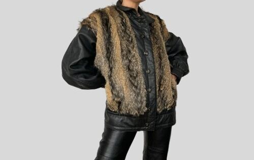 Vintage Faux Fur Bomber Jacket