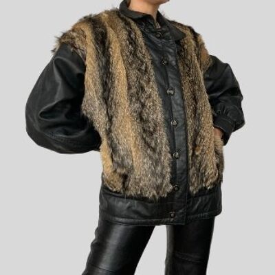 Vintage Faux Fur Bomber Jacket