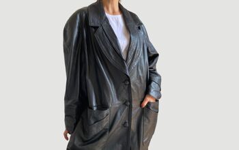 Veste en cuir géométrique 1